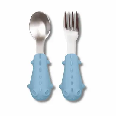 KIT DE TALHERES COM CABO EM SILICONE AZUL - BUBA