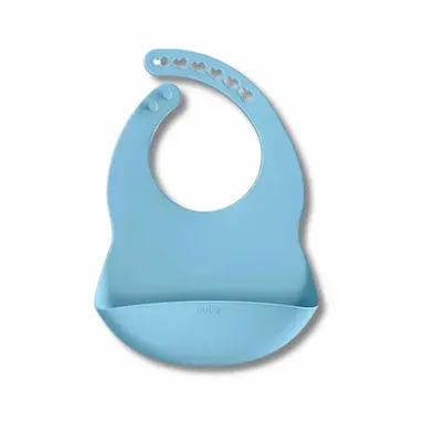 BABADOR EM SILICONE PEGA MIGALHAS AZUL LISO - BUBA