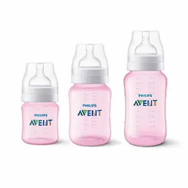 KIT 3 MAMADEIRAS CLASSIC ANTICóLICA 125/260/330ML ROSA - AVENT