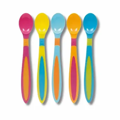 KIT 5 COLHERES INFANTIL EM SILICONE 6M+ COLORIDOS - BUBA