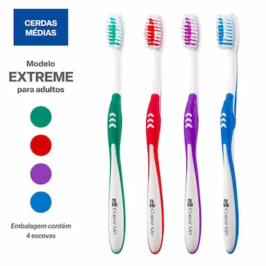 ESCOVA DE DENTE EXTREME CLEAR UP COM 4 UNIDADES (CORES SORTIDAS) MULTI SAúDE - HC587 HC587