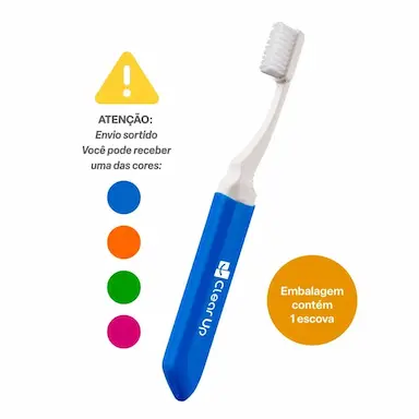 ESCOVA DE DENTE TRAVEL CLEAR UP COM 1 UNIDADE (CORES SORTIDAS) MULTI SAúDE - HC596 HC596