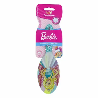ESCOVA PARA CABELO ALMOFADADA OVAL BARBIE CONDOR