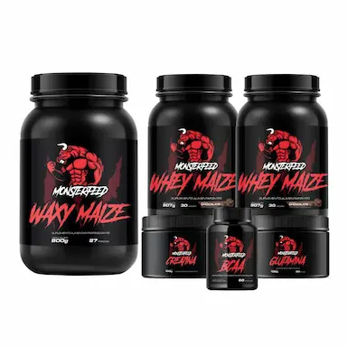 2X WHEY (900G) + WAXY (800G) + CREA + GLUTA (100G) + BCAA - CHOCOLATE - MONSTERFEED