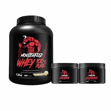 WHEY 100% (1,8KG) + CREA (100G) + GLUTA (100G) - BAUNILHA - MONSTERFEED