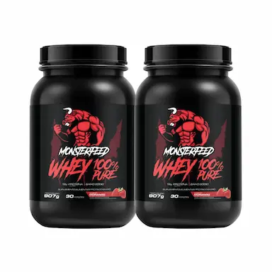2X WHEY PROTEIN 100% SUPER PURE (907G) - MORANGO - MONSTERFEED