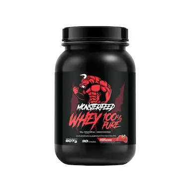 WHEY 100% PURE (907G) - MORANGO - MONSTERFEED