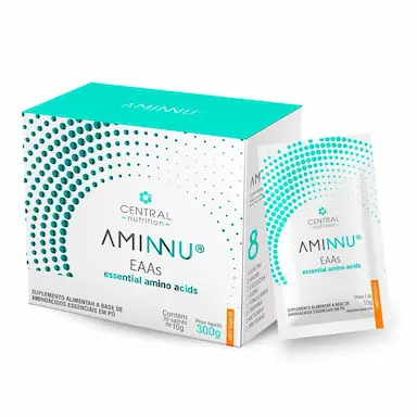 AMINOáCIDOS ESSENCIAIS EAA AMINNU PACK 30 SACHES 10G TANGERINA CENTRAL NUTRITION