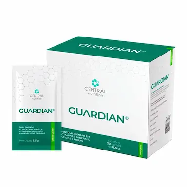 SUPLEMENTO GUARDIAN 30 SACHES 8G VITAMINAS MINERAIS AMINOáCIDOS LEVEDURA E FIBRAS LIMãO CENTRAL NUTRITION