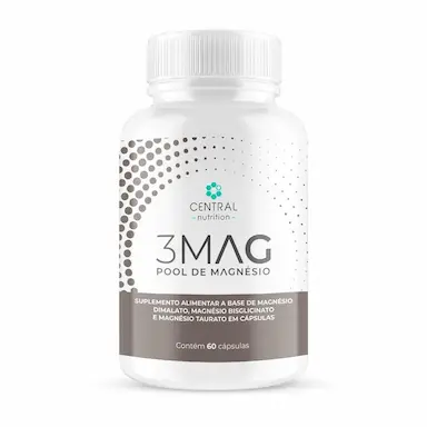 POOL MAGNéSIO 3MAG 60 CAPSULAS DIMALATO BISCIGLINATO E TAURATO CENTRAL NUTRITION