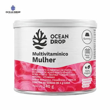GUMMY MULTIVITAMINICO MULHER 4G 60 GOMAS OCEAN DROP Morango, Framboesa E Cereja