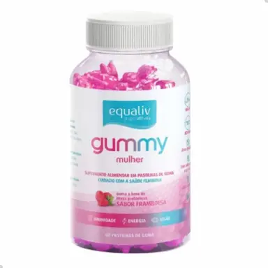 SUPER GUMMY MULHER FIBRAS E PREBIóTICOS 3G 60 GOMAS EQUALIV Framboesa