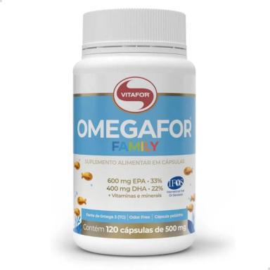 ÔMEGA 3 OMEGAFOR FAMILY EPA DHA 120 CAPSULAS VITAFOR SEM Sabor