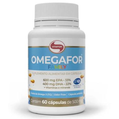 ÔMEGA 3 OMEGAFOR FAMILY EPA DHA 60 CAPSULAS VITAFOR SEM Sabor