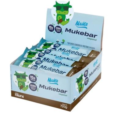 BARRINHA DE PROTEINA VEGANA MUKEBAR 60G 12 UNID 720G MAIS MU Trufa DE Chocolate