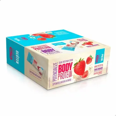 BARRA BODY PROTEIN SEM GLúTEN 9 UNIDADES 40G EQUALIV Morango