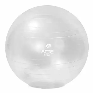BOLA DE PILATES 65CM COM BOMBA DE AR GYM BALL T9-T - CRYSTAL - ACTE SPORTS Cinza