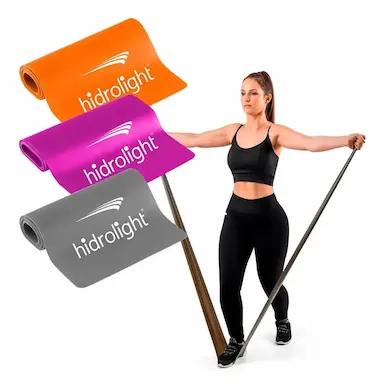 KIT 3 FAIXAS ELáSTICAS TPE PARA EXERCíCIOS - PILATES - FISIOTERAPIA - MUSCULAçãO - HIDROLIGHT FL40
