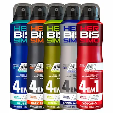 KIT DESODORANTE AEROSOL ANTITRANSPIRANTE HERBíSSIMO 150ML COM 5 UNIDADES