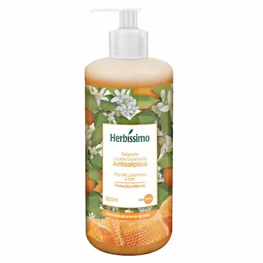 SABONETE LIQUIDO ANTISSEPTICO HERBISSIMO FLOR DE LARANJEIRA E MEL 500ML