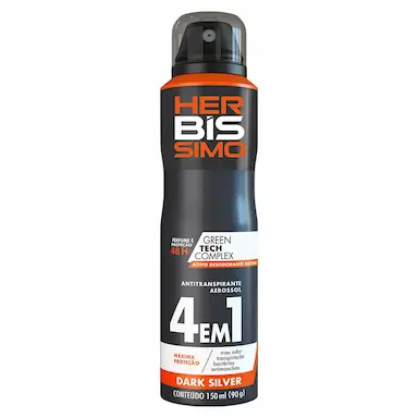 KIT DESODORANTE AEROSOL ANTITRANSPIRANTE HERBISSIMO DARK SILVER 150ML COM 3 UNIDADES