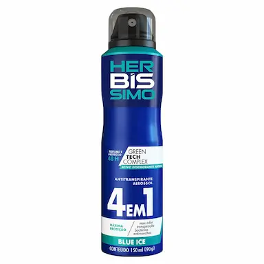 KIT DESODORANTE AEROSOL ANTITRANSPIRANTE HERBISSIMO BLUE ICE 150ML COM 3 UNIDADES