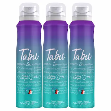 KIT DESODORANTE AEROSOL ANTITRANSPIRANTE TABU ZEN 150ML COM 3 UNIDADES