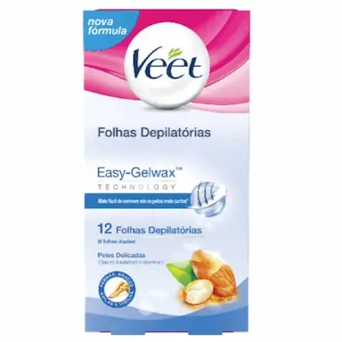 VEET FOLHAS DE CERA FRIA DEPILATóRIA PELE DELICADA 12 FOLHAS