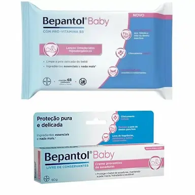 KIT BEPANTOL BABY CREME PREVENTIVO DE ASSADURAS 60G + LEçOS UMEDECIDOS 48 UNIDADES