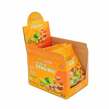 BALAS GENGIBRE LIMãO DISPLAY COM 10 PACOTES DE 38G