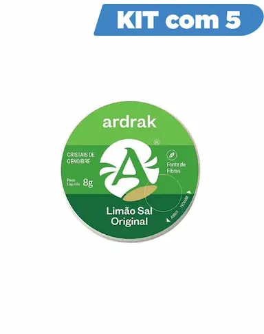 KIT CRISTAIS GENGIBRE LIMAO SAL 8G ARDRAK COM 5 UNIDADES