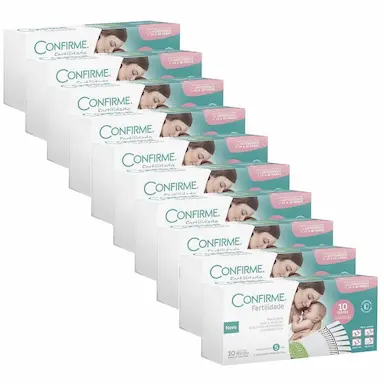 KIT 10UNI TESTE DE OVULAçãO CONFIRME FERTILIDADE (10 TIRAS + FRASCO COLETOR) - ALAMAR TECNO