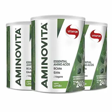 KIT 3UNI AMINOVITA POTE 240G LIMãO - VITAFOR
