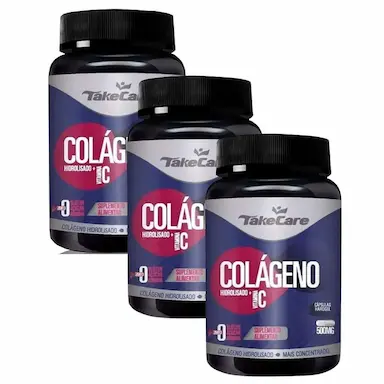 KIT 3UNI COLáGENO HIDROLIZADO + VIT. C 150 CáPS - TAKE CARE