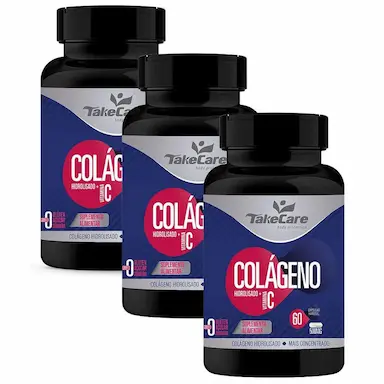 KIT 3UNI COLáGENO HIDROLIZADO + VIT. C 60 CáPS - TAKE CARE