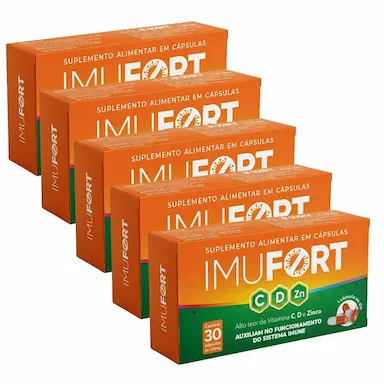 KIT 5UNI IMUFORT C, D E ZINCO 30 CáPS - EUROFITO (VAL. ABR/23)