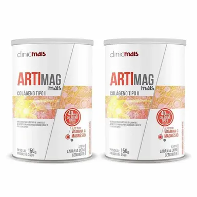 KIT 2UNI ARTIMAG COLáGENO TIPO II SABOR LARANJA COM GENGIBRE 150G - CLINIC MAIS