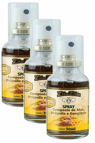 KIT 3UNI SPRAY GENGIBRE E PRóPOLIS 30ML - ZIINZIIN