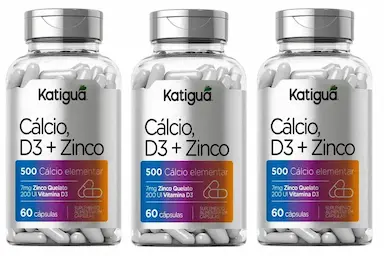 KIT 3UNI CáLCIO + D3 + ZINCO 60 CáPS - KATIGUá