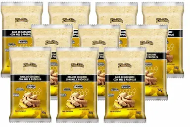 BALA DE GENGIBRE COM MEL E PRóPOLIS 10UNI DE 30GR CADA - ZIINZIIN