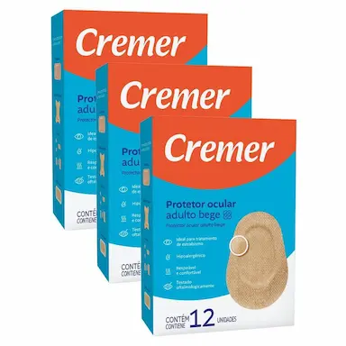 KIT 3UNI PROTETOR OCULAR ADULTO BEGE COM 12 - CREMER