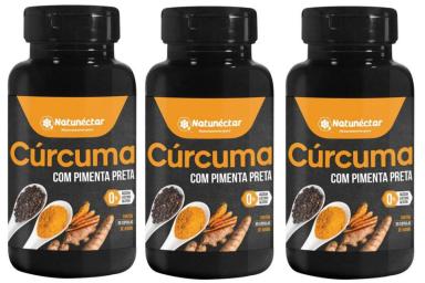 KIT 3UNI CúRCUMA COM PIMENTA PRETA (3X 60 CAPS) - NATUNECTAR