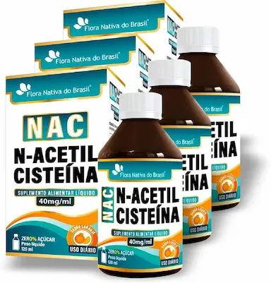 KIT COM 3 - NAC (N-ACETILCISTEINA) 40MG/ML EM LíQUIDO 120ML SABOR LARANJA