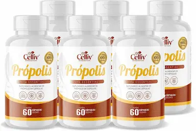 KIT COM 6 - EXTRATO DE PRóPOLIS 60 CAPSULAS DE 500MG CELLIV