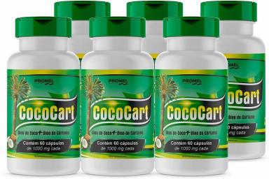 KIT 6 COCOCART ÓLEO DE COCO + ÓLEO DE CARTAMO 60 CáPS 1000MG PROMEL