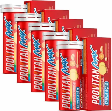KIT COM 5 PROVITAN MAX VITAMINA C, D E ZINCO EM 10 COMPRIMIDOS EFERVESCENTES DE 1000MG PROMEL