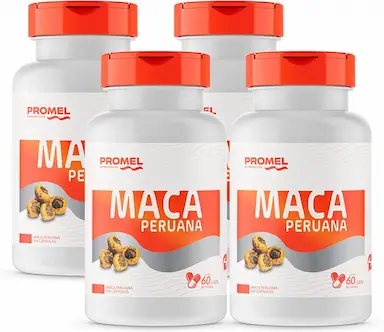 KIT COM 4 MACA PERUANA PROMEL 60 CAPSULAS DE 500MG