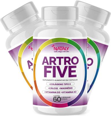 KIT COM 3 - ARTROFIVE COLáGENO TIPO II 60 CAPSULAS DE 500MG NATALY