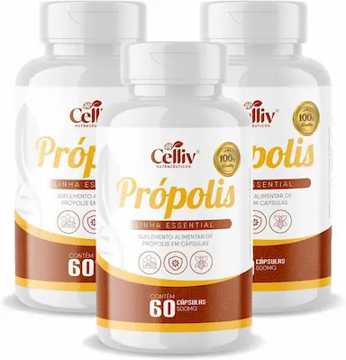 KIT COM 3 - EXTRATO DE PRóPOLIS 60 CAPSULAS DE 500MG CELLIV