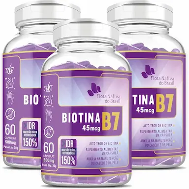 KIT 03 BIOTINA B7 150% IDR 60 CAPS FLORA NATIVA DO BRASIL